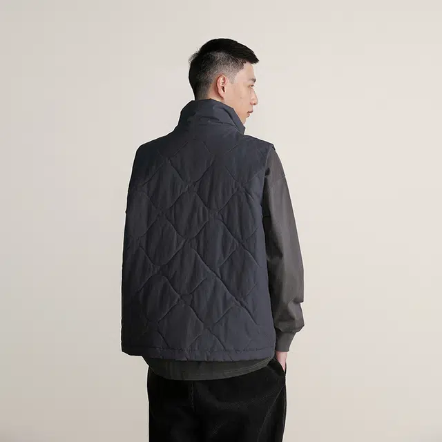 华人青年 纯色休闲棉服马甲 男女同款