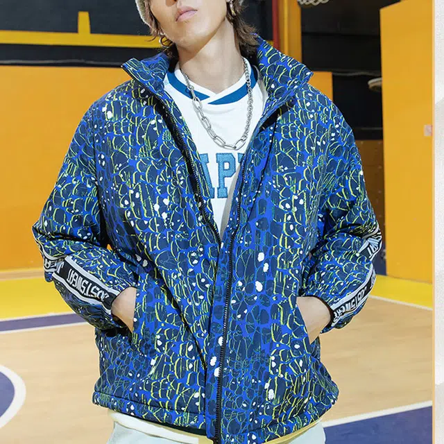 特步 防风立领休闲保暖夹克运动棉服 冬季 男款