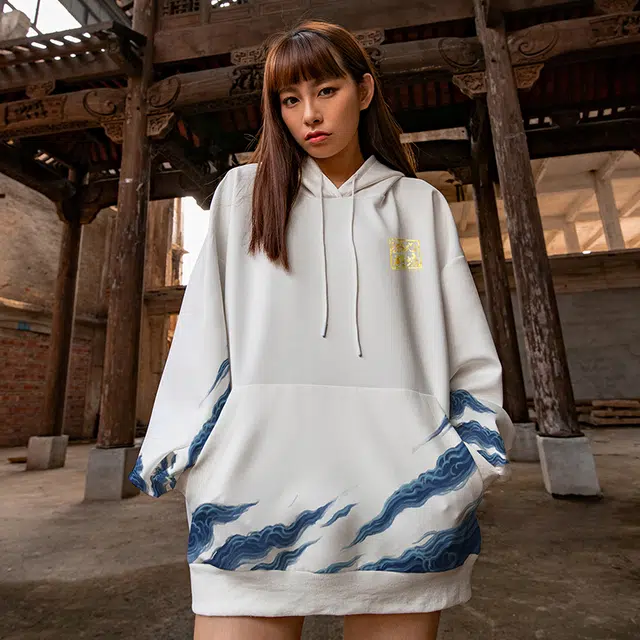 木村三社 青龙白虎数码印花连帽宽松卫衣 男女同款