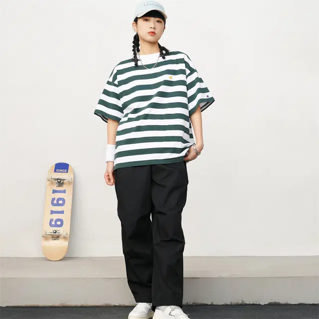 Champion SS22 Classic Logo Striped Tee