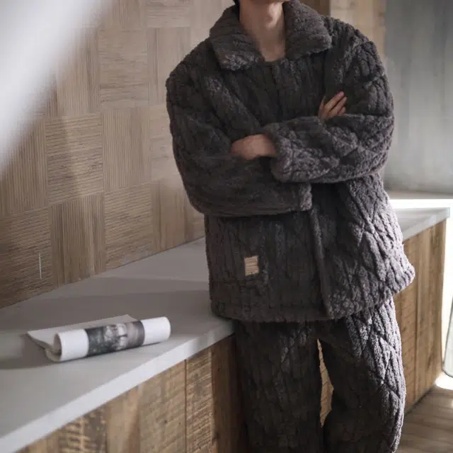 同语 冬季三层夹棉加厚珊瑚绒 法兰绒加绒套装家居服睡衣 家居套装