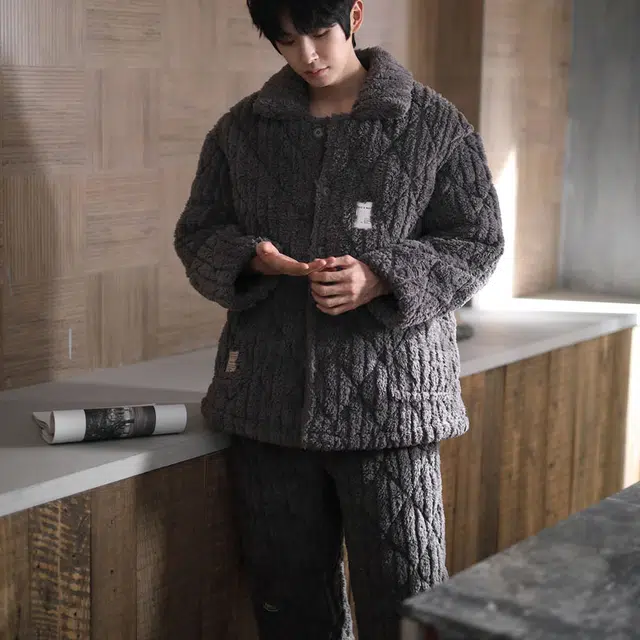 同语 冬季三层夹棉加厚珊瑚绒 法兰绒加绒套装家居服睡衣 家居套装