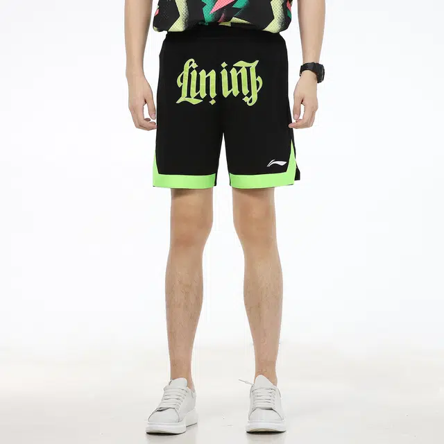 李宁 运动篮球系列 休闲运动透气篮球短裤 男款 黑色