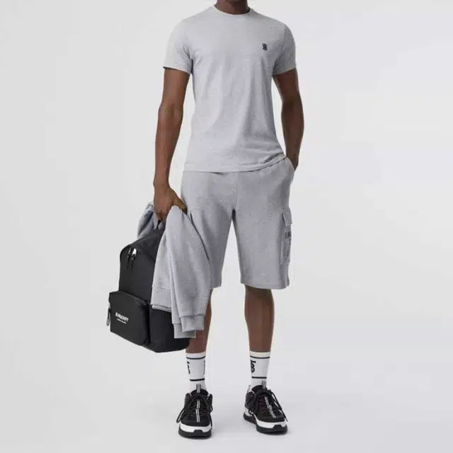 Burberry Logo Embroidered Crewneck T-Shirt Grey