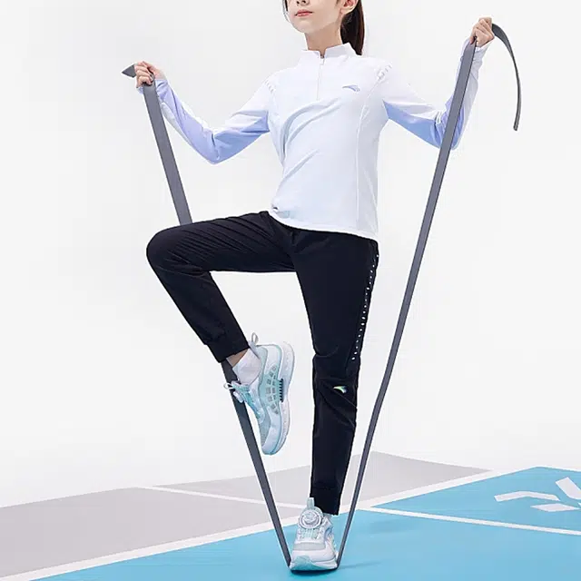 安踏 童装 速干长袖跑步打底衫 女童 白色
