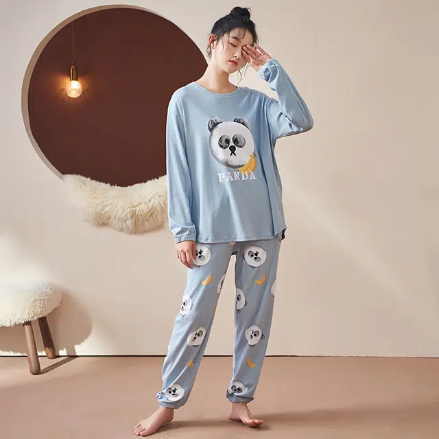 小情歌 睡衣家居服套装 可爱卡通熊猫图案 云感柔软 细密针织 女款