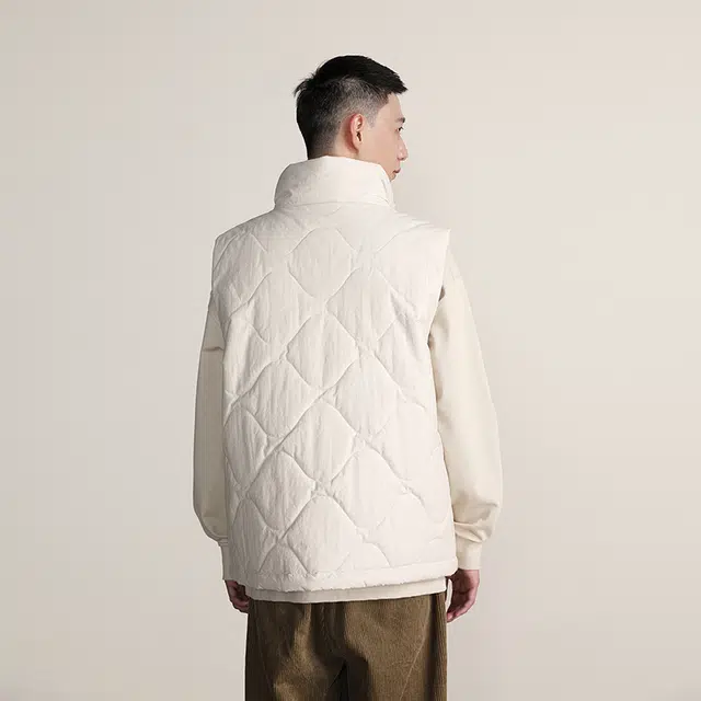 华人青年 纯色休闲棉服马甲 男女同款