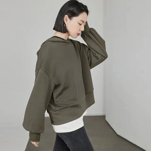 美洋  纯色简约休闲连帽卫衣 女款