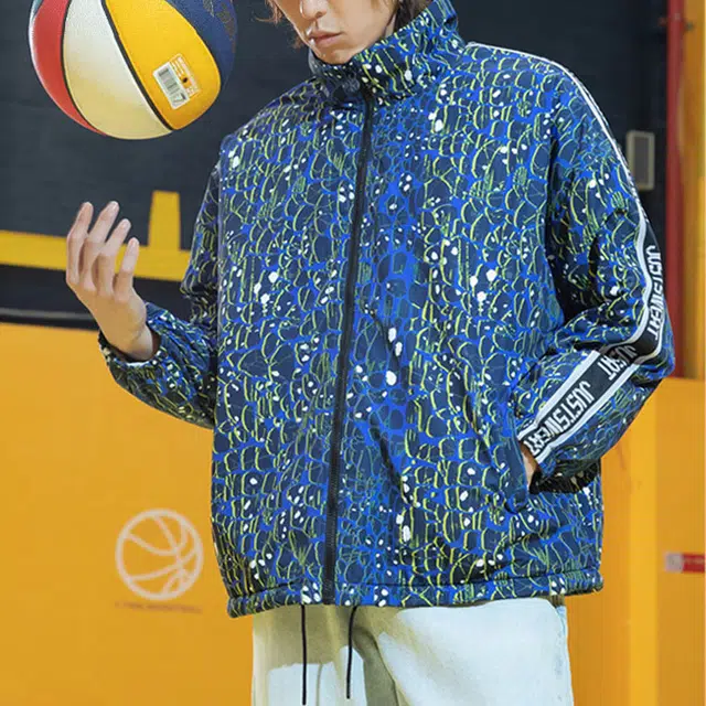 特步 防风立领休闲保暖夹克运动棉服 冬季 男款