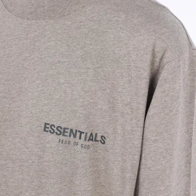 Fear of God Essentials FW21 Ls Tee Dark Heather Oatmeal LogoT