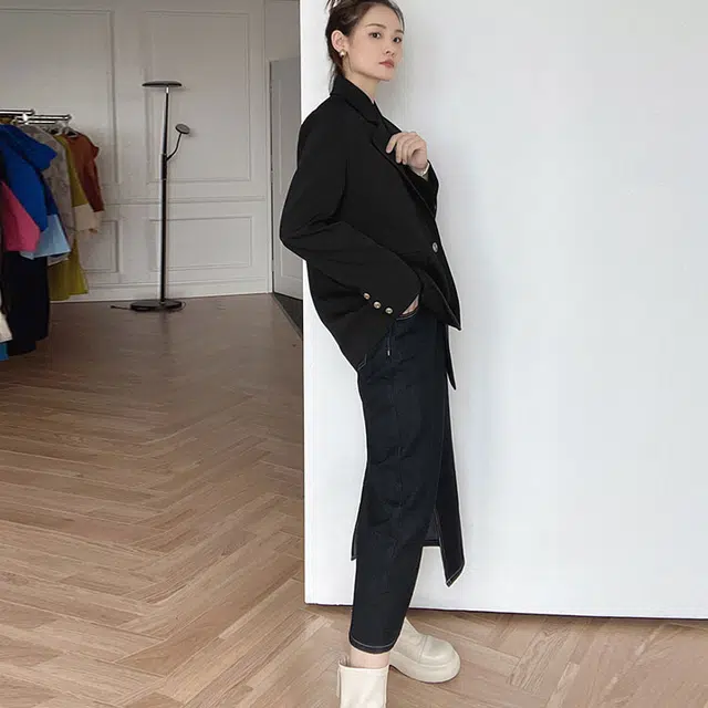 美洋 纯色长袖西装外套阔腿西装裤套装 女款