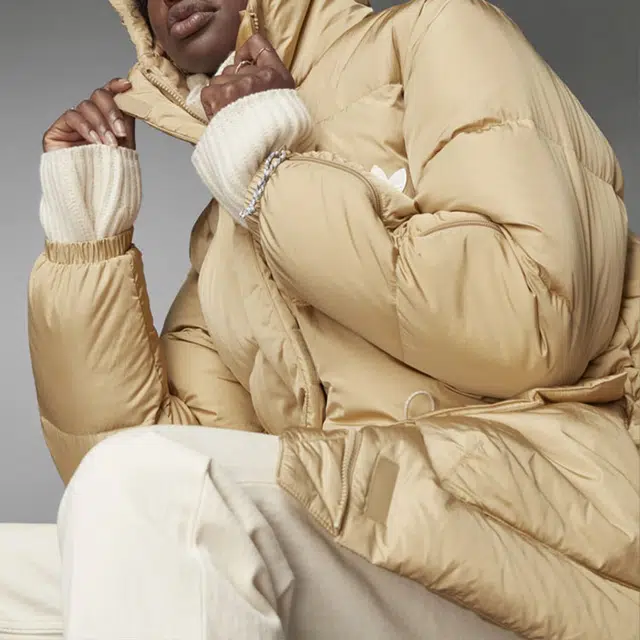 adidas Originals Adjustable Waist Hooded Down Jacket Light Khaki