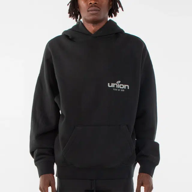 Fear of God Essentials x union la FW21 Vintage Hoodie Vintage Black Logo