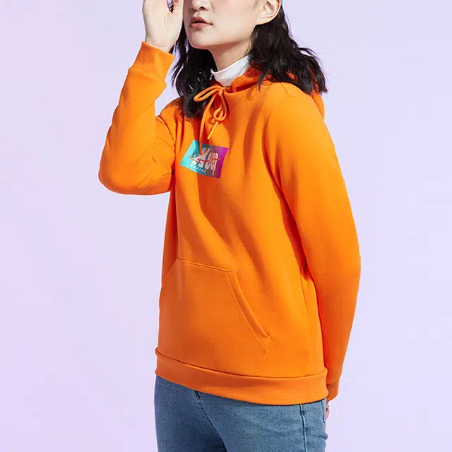 安踏 运动生活系列 休闲套头连帽针织运动卫衣 女款 橙色