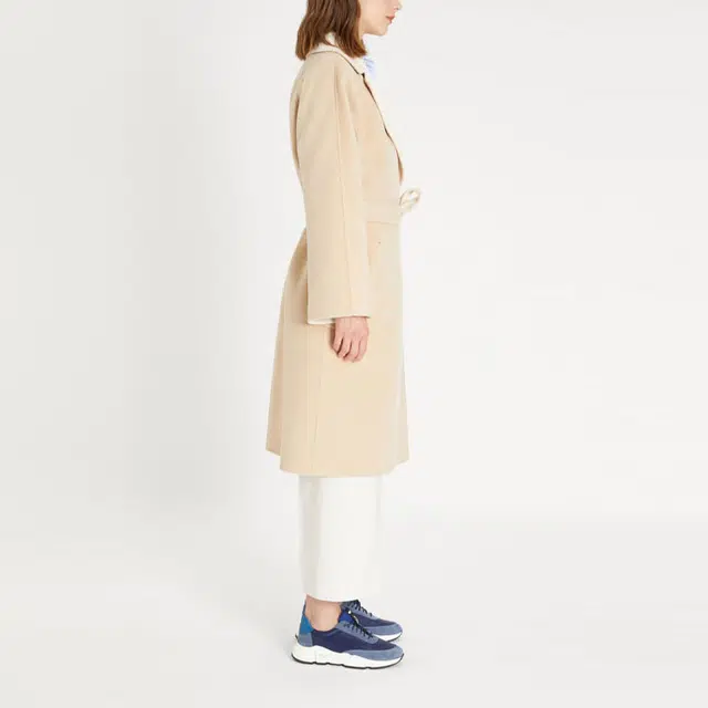 MaxMara Logo Tie Double-Faced Coat Beige