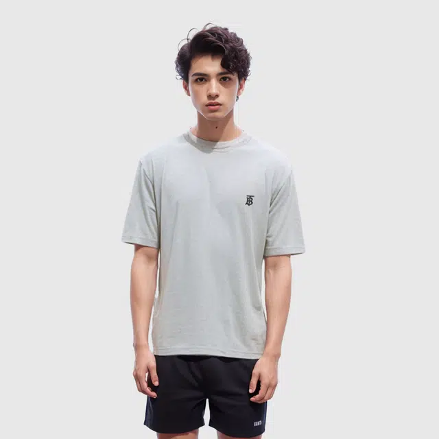 Burberry Logo Embroidered Crewneck T-Shirt Grey