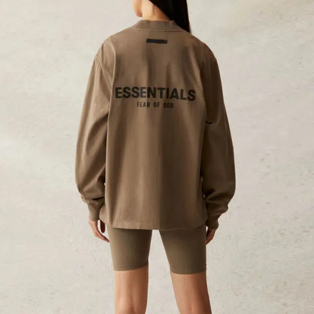 Fear of God Essentials SS21 Long Sleeve Tee Taupe LogoT