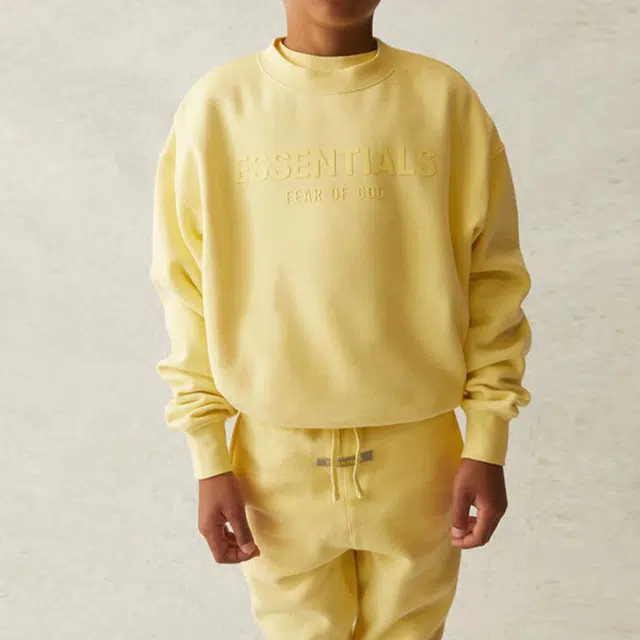 Fear of God Essentials SS21 Kids Pull-Over Crewneck YellowLemonade Logo