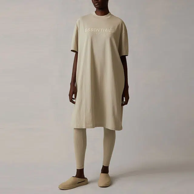 Fear of God Essentials SS22 Women's T-shirt Dress Wheat Logo