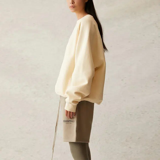 Fear of God Essentials SS21 Pull-Over Crewneck ButtercreamCream Logo