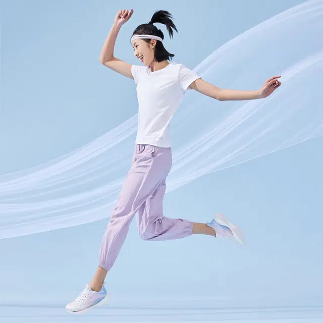 乔丹 纯色防晒宽松束脚针织运动裤 女款 烟雨紫