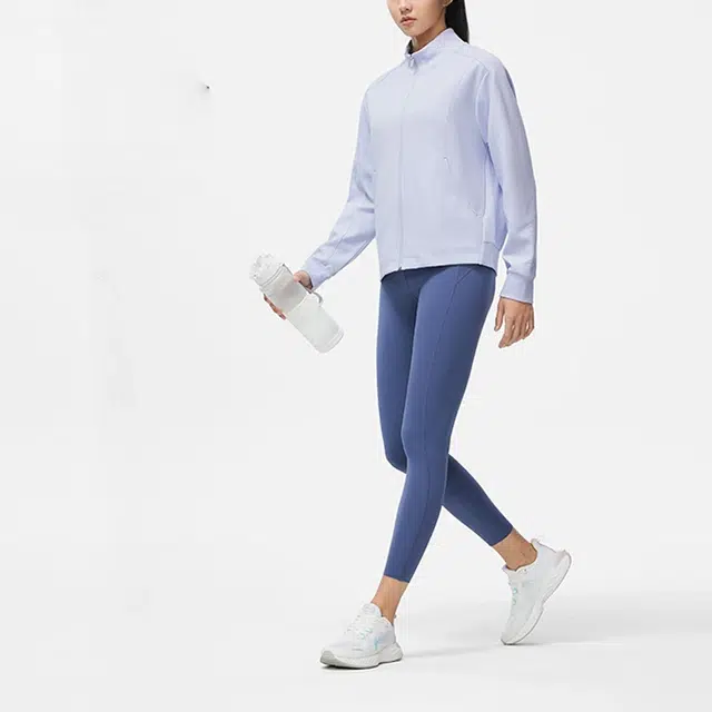李宁 健身系列 纯色拉链立领卫衣 女款 浅光蓝