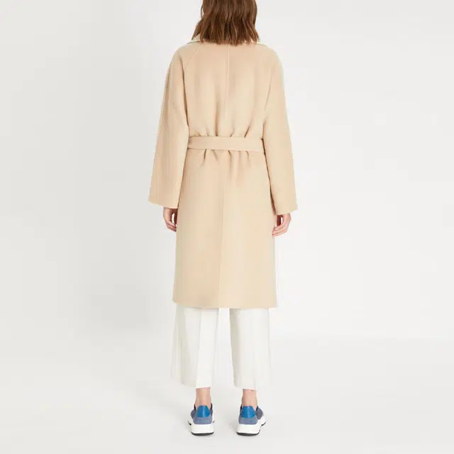 MaxMara Logo Tie Double-Faced Coat Beige