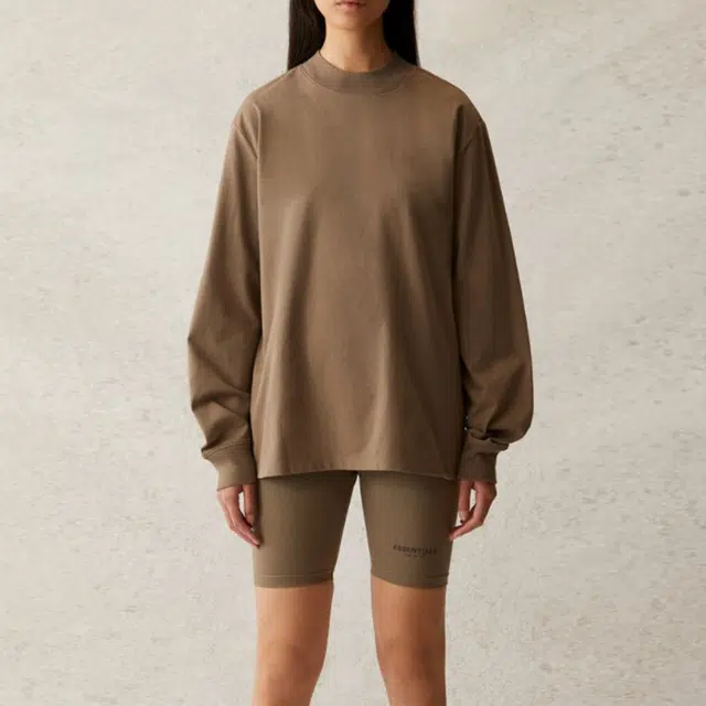 Fear of God Essentials SS21 Long Sleeve Tee Taupe LogoT
