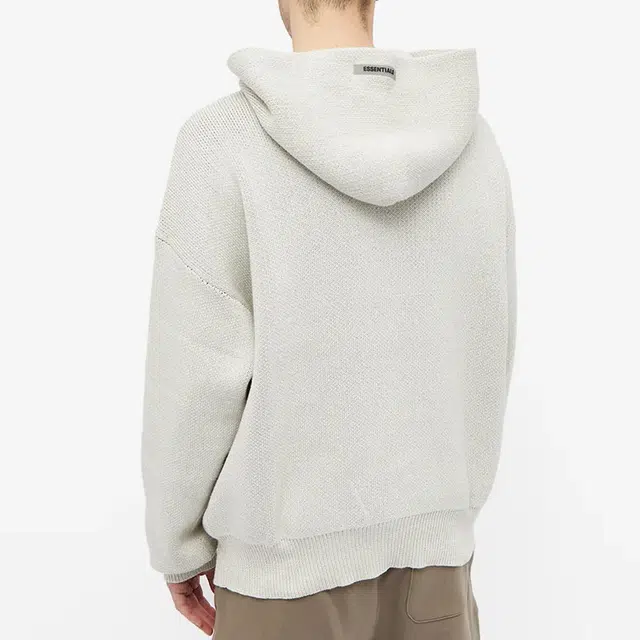 Fear of God Essentials FW21 Knit Hoody Light Heather Oatmeal Logo