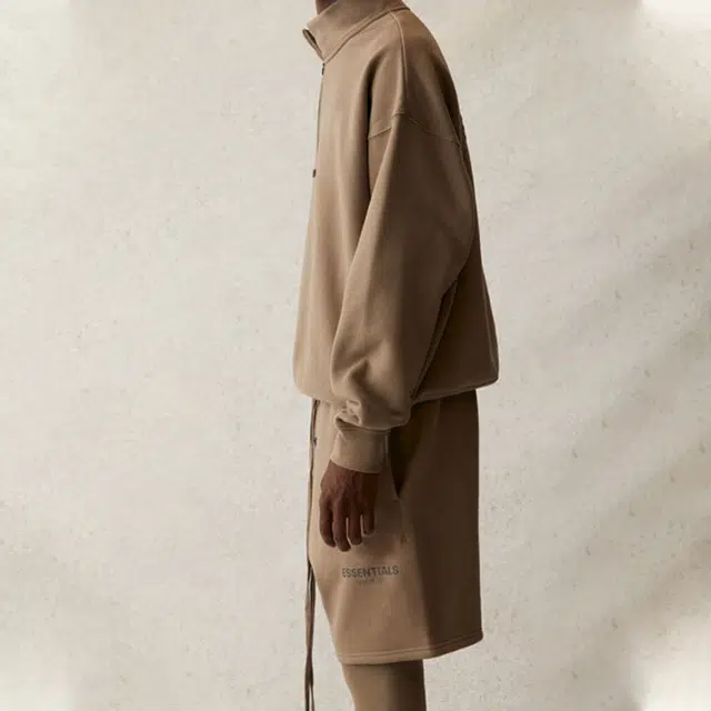 Fear of God Essentials SS21 Mockneck Half Zip Taupe Logo