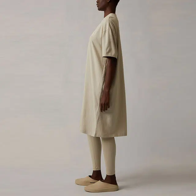 Fear of God Essentials SS22 Women's T-shirt Dress Wheat Logo