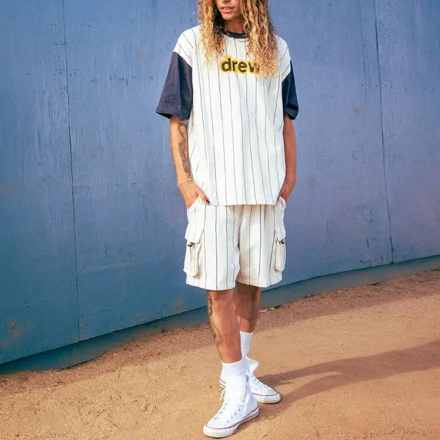 Drew House Secret Ss Tee Navy Pinstripe LogoT