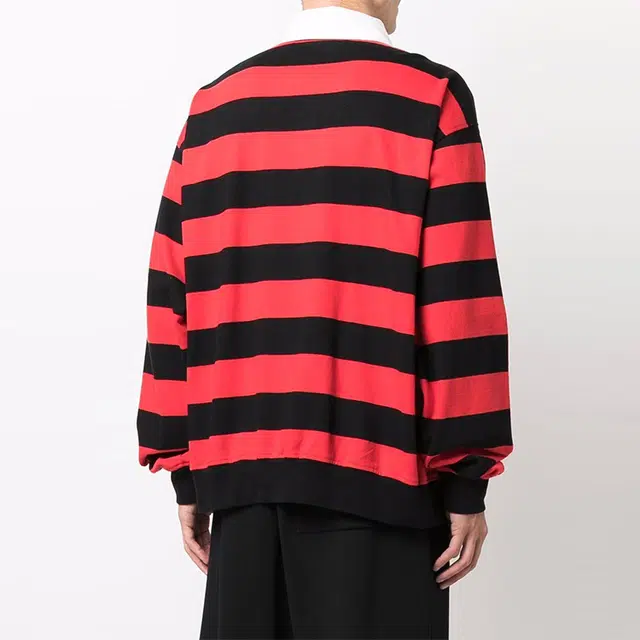 Alexander Wang FW21 Embroidered Logo Rugby Sweatshirt Red