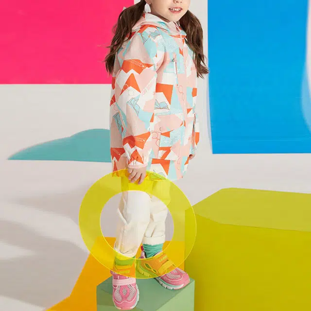 李宁儿童 非鞋 满印拼色三合一连帽冲锋衣 儿童款 粉色