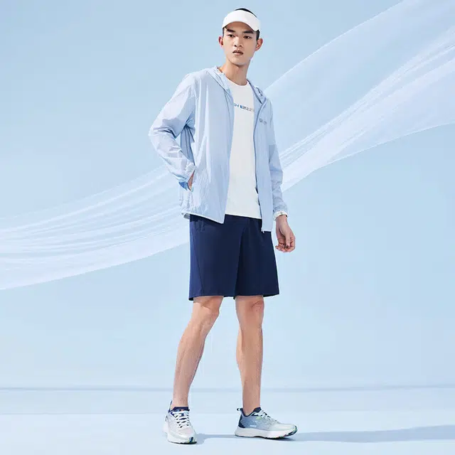 乔丹 纯色轻薄速干连帽防晒服 男款 梦幻蓝