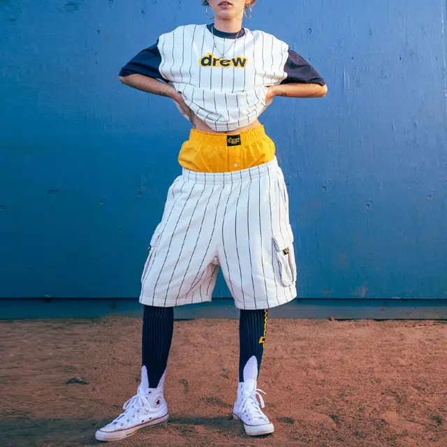 Drew House Secret Ss Tee Navy Pinstripe LogoT