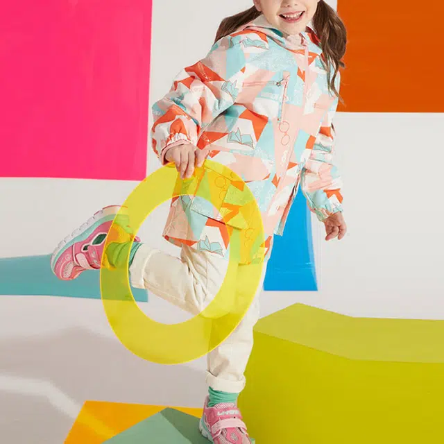 李宁儿童 非鞋 满印拼色三合一连帽冲锋衣 儿童款 粉色