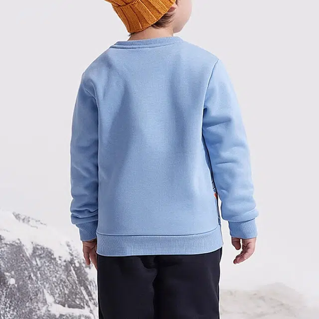 安踏儿童 卡通动漫字母圆领抓绒套头卫衣 儿童款 板岩蓝