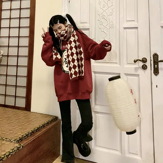 松本丧丧 新年发财印花圆领卫衣 男女同款