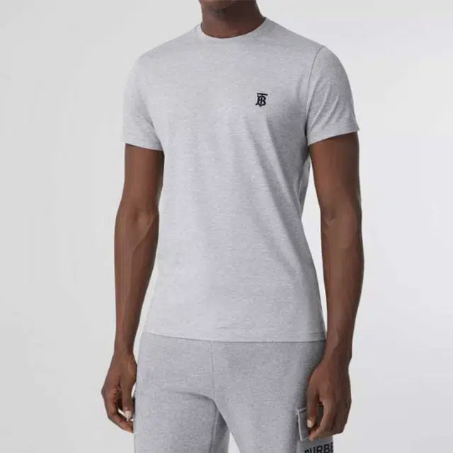 Burberry Logo Embroidered Crewneck T-Shirt Grey