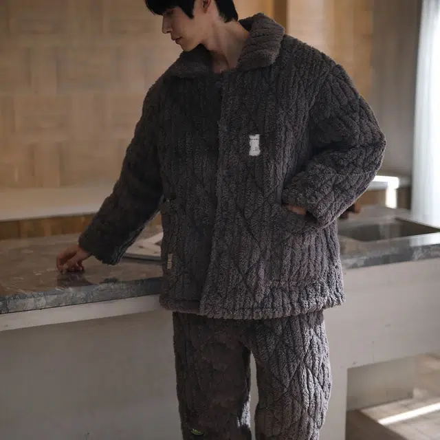 同语 冬季三层夹棉加厚珊瑚绒 法兰绒加绒套装家居服睡衣 家居套装