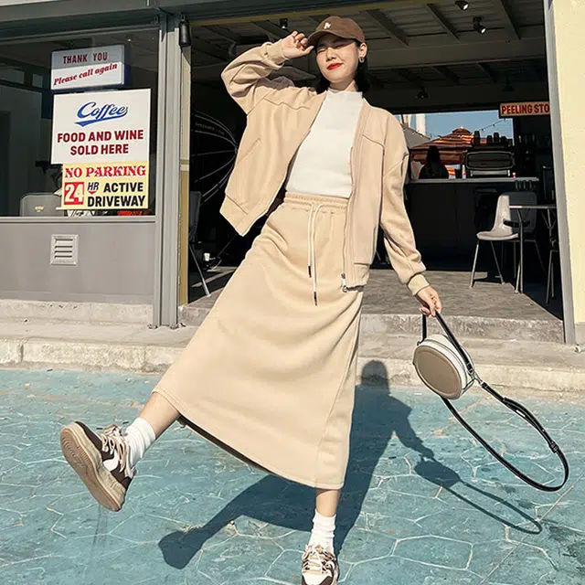 美洋 纯色系带半身裙