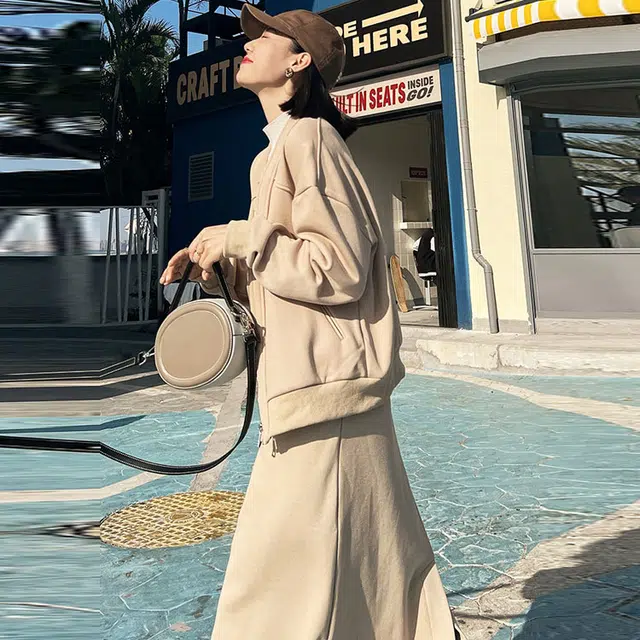 美洋 纯色系带半身裙