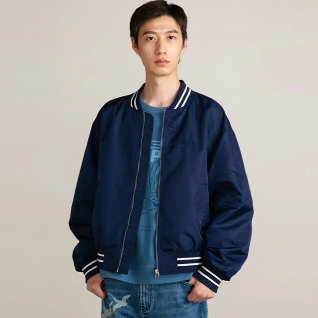 华人青年 仙鹤贴布宽松休闲长袖棒球服 男女同款