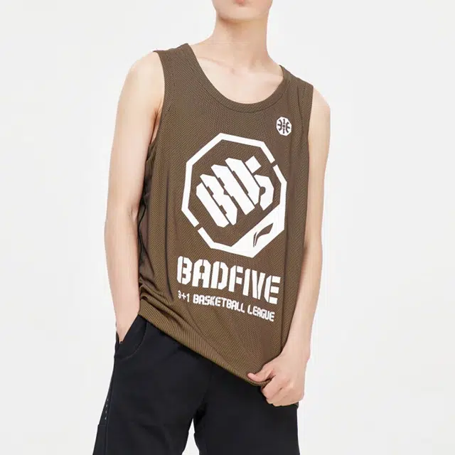 李宁 篮球系列 字母印花宽松无袖背心吊带 男款 黑油黄色