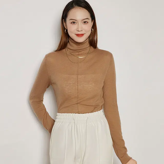 美洋 纯色堆堆领长袖针织衫 女款