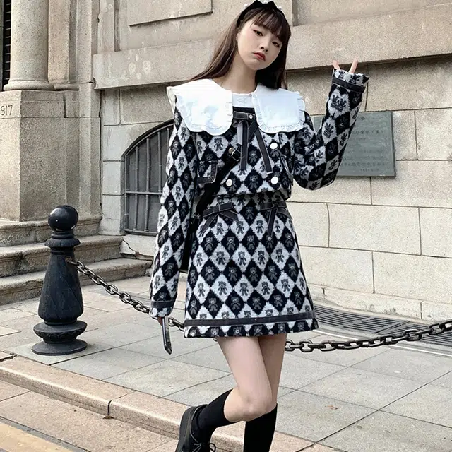 松本丧丧 纯色蝴蝶结娃娃领长袖衬衫 女款 白色