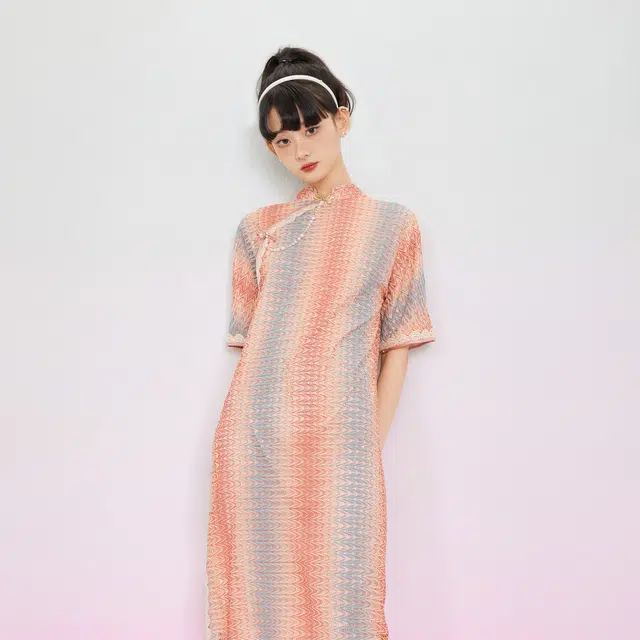 槿爷东方 霈尘三色渐变连肩旗袍 女款 彩色