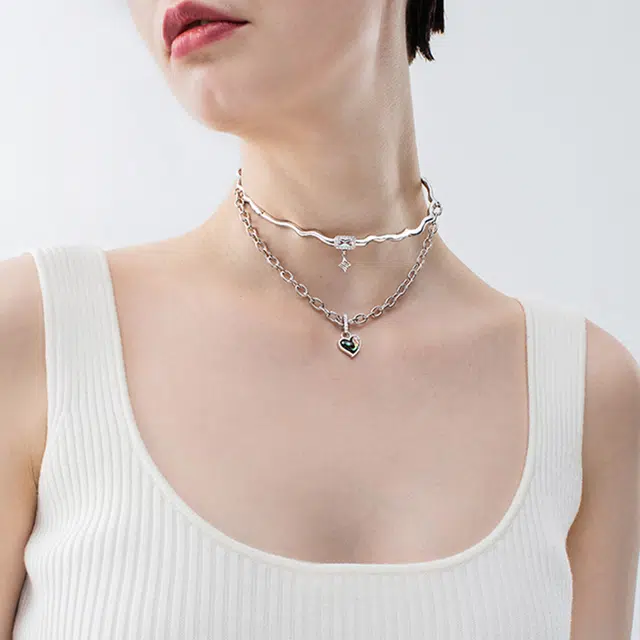 名工 鲍鱼贝双层项圈项链女轻奢高级感饰品 设计师原创国潮闺蜜