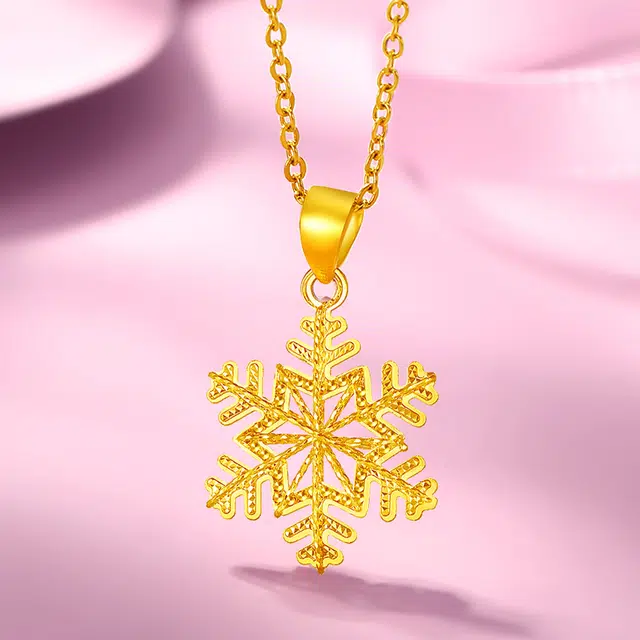老庙 冰雪大雪花小众设计精致轻奢挂坠 足金 按克计价 黄金吊坠 女款